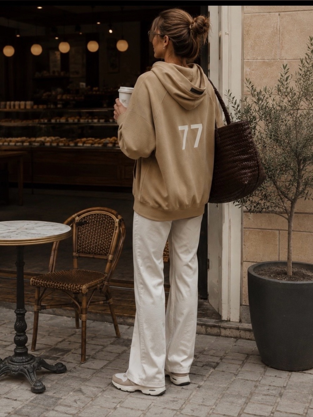NWT Fear of God Essentials 77 French Terry 3/4 Sleeve Hoodie Oak Large